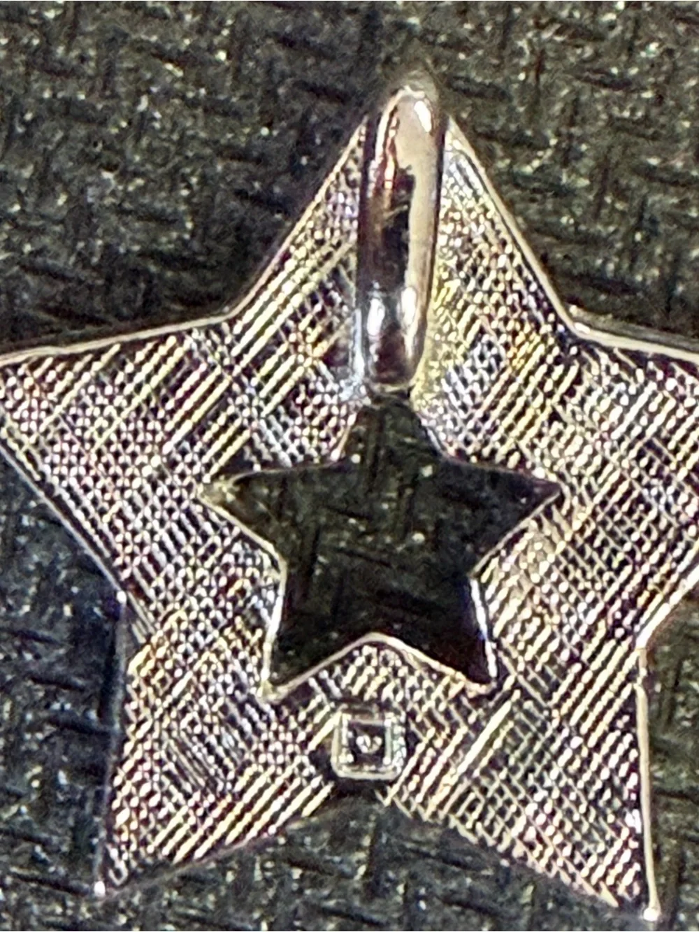 Silver Tone Clear Rhinestone Open Star Pendant Charm